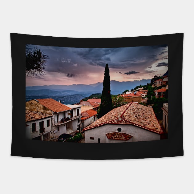 Greece. Town of Delphi. Twilight. Tapestry by vadim19