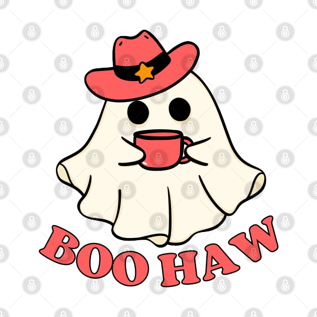 Boo Haw Cute Western Halloween Cowgirl Ghost Spooky Vibes by Illustradise