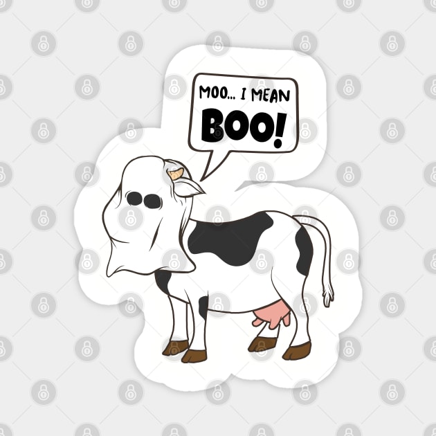 Ghost Cow Moo I Mean Boo Funny Halloween Cow Boo Magnet by Charaf Eddine