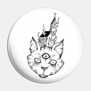 Burning Church Cat Pin