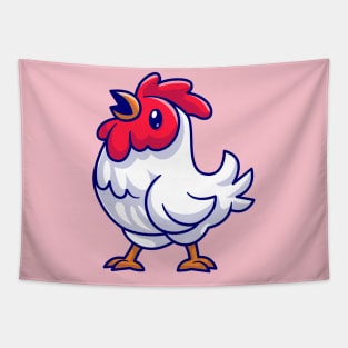 Cute Chicken Crowing Cartoon Tapestry