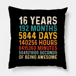 16 Years old of Being Awesome, 16th Birthday Gift Vintage Pillow