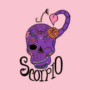 Scorpio Zodiac Dia De Los Muertos Style T-Shirt
