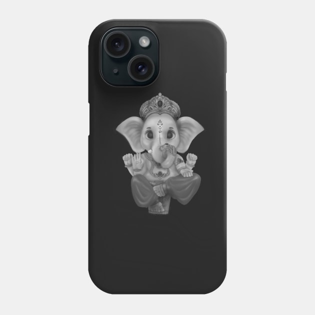 Black and white Lord Ganesha Phone Case by cgcreation