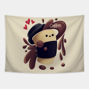 Funny Drink Coffee Lover Cute Heart Everywhere Gift Tapestry