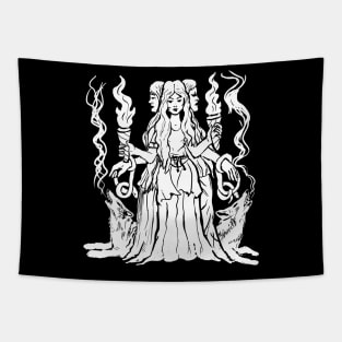 Hecate Triple Moon Goddess Pagan Witchy Goth Tapestry