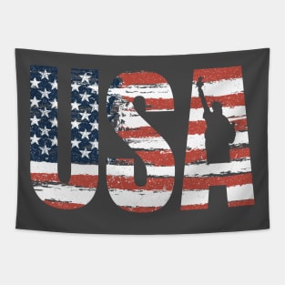 american flag in USA letters Tapestry