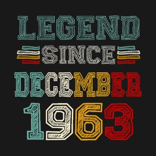 60 Years Old Legend Since December 1963 60th Birthday T-Shirt