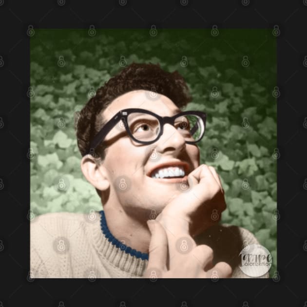 Buddy Holly - 1958 Colorized Sticker by Laurynsworld