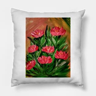 A bunch of wildflowers in pink . Pillow