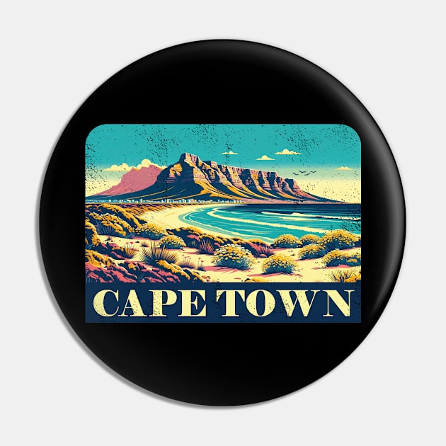 Vintage Cape Town Travel Poster Sticker | Howzit South Africa | Explore Table Mountain Pin by BraaiNinja