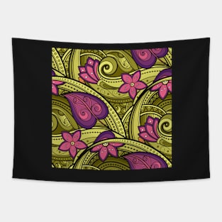 Paisley Print with Vintage Floral Motifs Tapestry