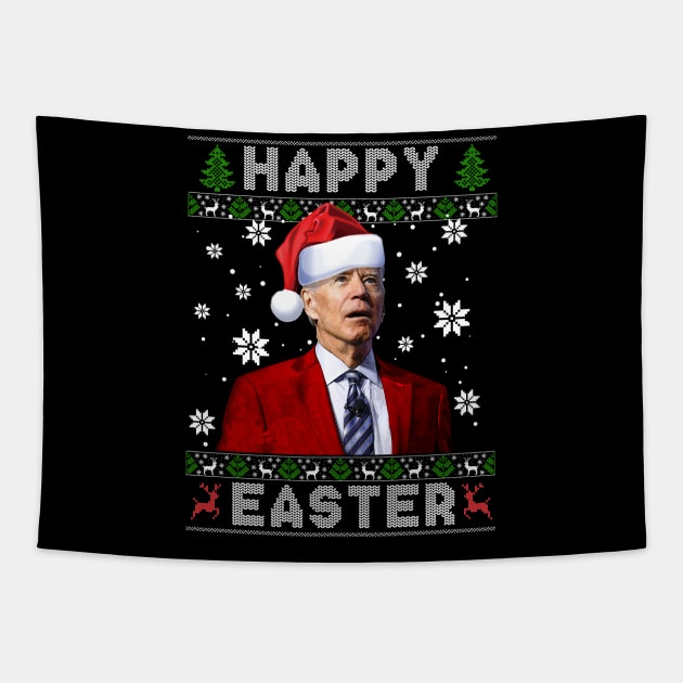 Funny Joe Biden Happy Easter Ugly Christmas Sweater Tapestry by petemphasis