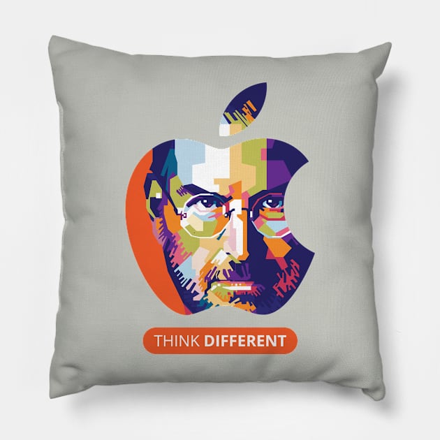 Steve Jobs Apple Artwork Pillow by gilangbogy