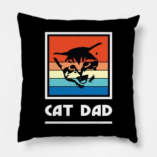 Cat Dad Vintage Retro Pillow