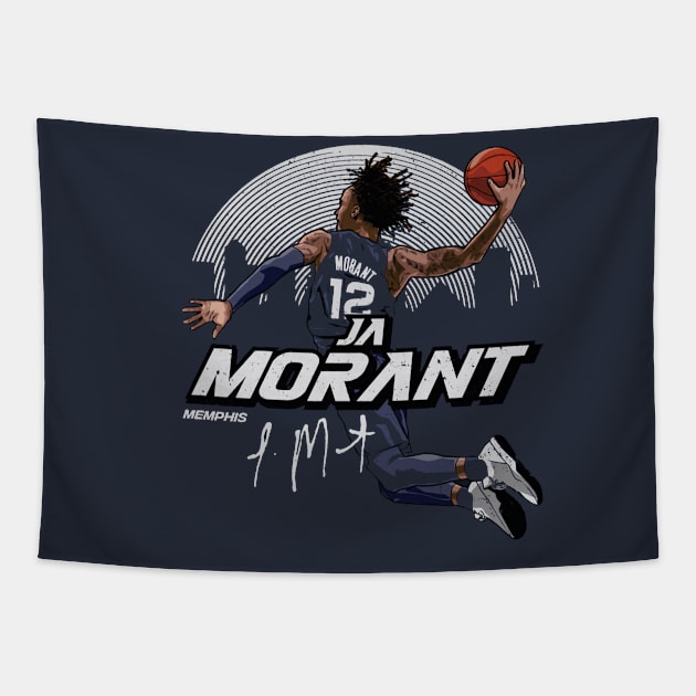 Ja Morant Memphis Skyline Tapestry by danlintonpro