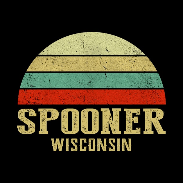 Spooner Wisconsin Vintage Retro Sunset by Curry G