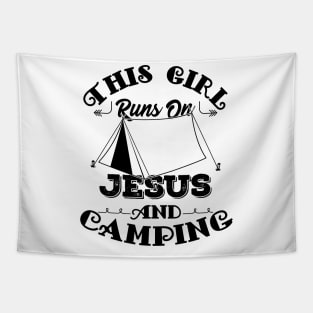 This Girl Runs On Jesus And Camping design Christian Gift Tapestry