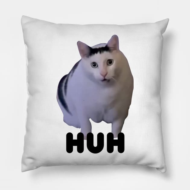 Huh Cat Meme Pillow by LaroyaloTees