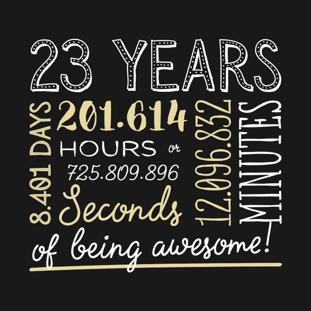 23rd Birthday Gifts - 23 Years of being Awesome in Hours & Seconds by BetterManufaktur