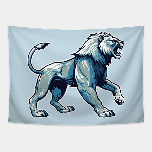 Blue Lion Tapestry by DavidLoblaw