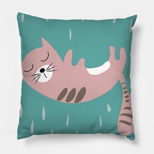 Cat cartoons falling on sky Pillow