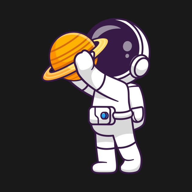 Cute Astronaut Holding Planet Cartoon by Catalyst Labs