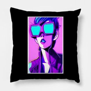 Synthwave - Sunglasses Girl - 001 Pillow