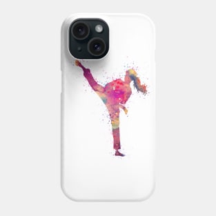 Karate Girl Kick Watercolor Martial Arts Gift Phone Case