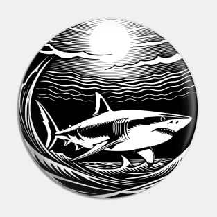 Great White Shark Swimming Under the Sun Pin