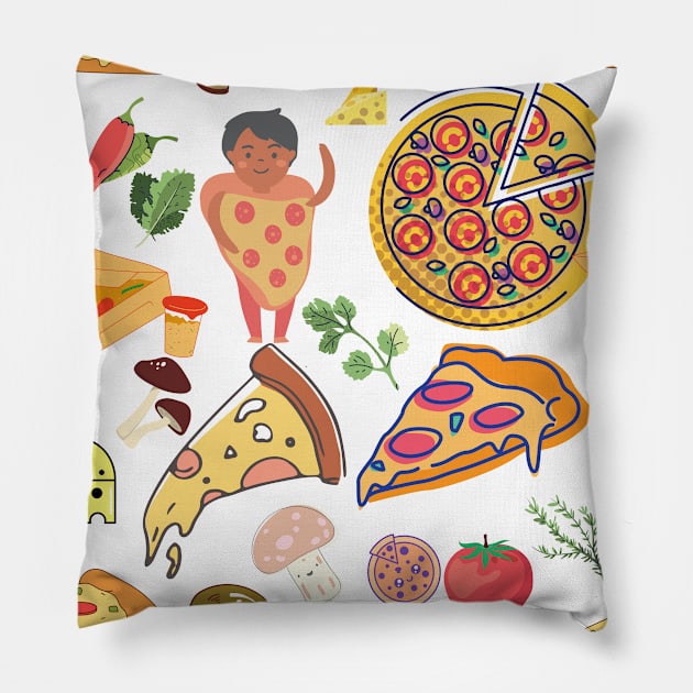 Pizza Pattern Pillow by SomebodyArts