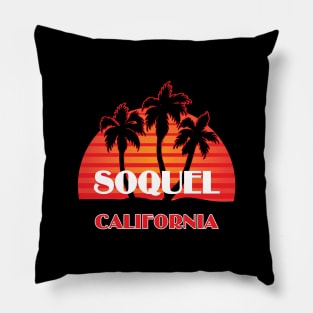 Soquel City California Logo Palms Sunset Pillow