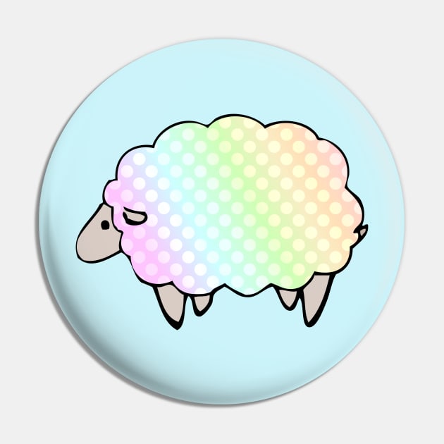 Pastel Rainbow Polkadot Sheep Pin by tanyadraws