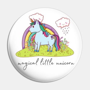 Magical Little Unicorn With Rainbow Pin