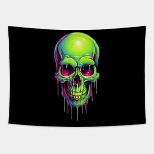 Neon Dripping Skull Tapestry