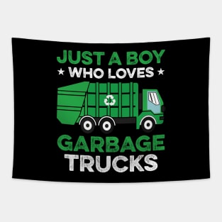 Just A Boy Who Loves Garbage Trucks Tapestry