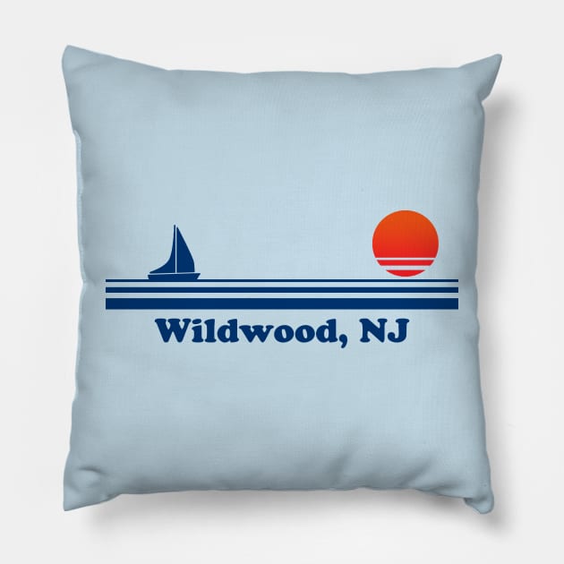 Wildwood, NJ - Sailboat Sunrise Pillow by GloopTrekker