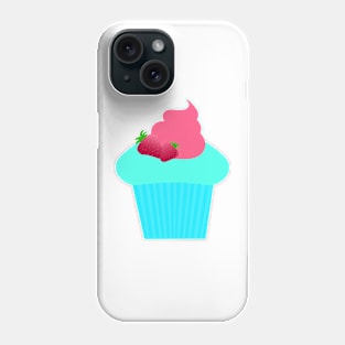 Cute Blue cupcake with strawberries Phone Case