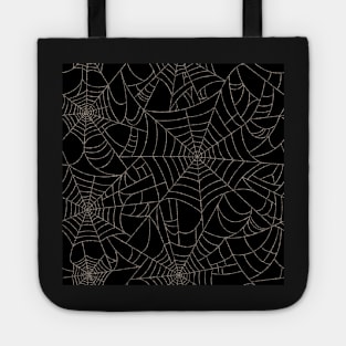 Spiderwebs - ecru on black Tote