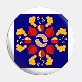 Rosh Hashanah Roundel in Blue Pin