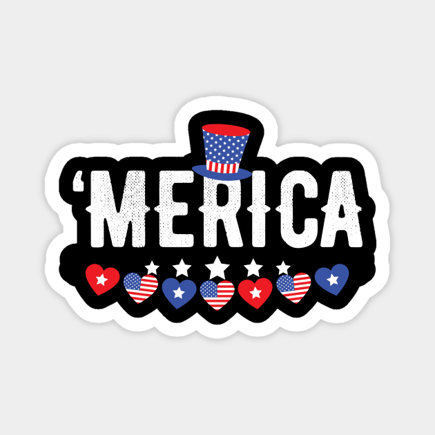 Merica Hearts Bunting Patriotic 4th of july Magnet by sevalyilmazardal