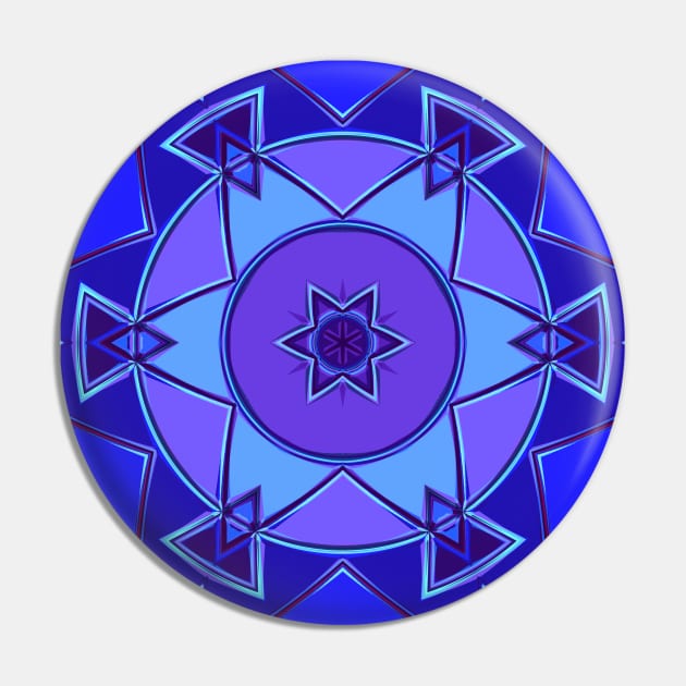 Cartoon Mandala Blue and Purple Pin by WormholeOrbital