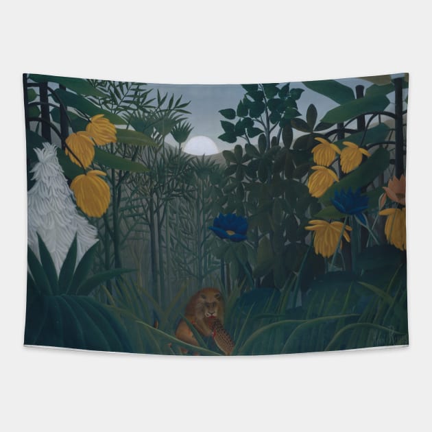 The Repast of the Lion by Henri Rousseau Tapestry by Classic Art Stall