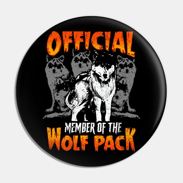 Official Member of the Wolf Pack Vintage Grunge Halloween Pin by creative