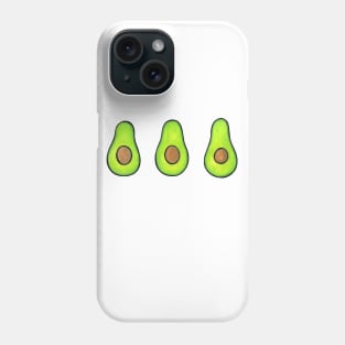 3 Avocados - cute and fun avocado design on white Phone Case