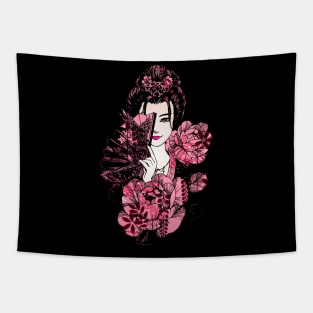 Japanese Geisha Chrysanthemum Kimono 108 Tapestry