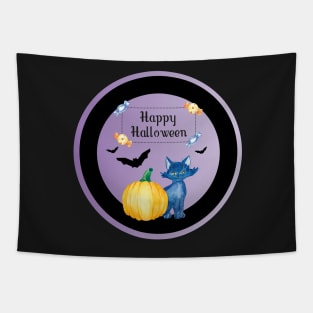 Happy Halloween Cat Tapestry