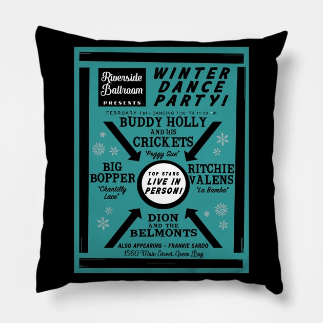 Buddy Holly Green Bay Pillow by Vandalay Industries