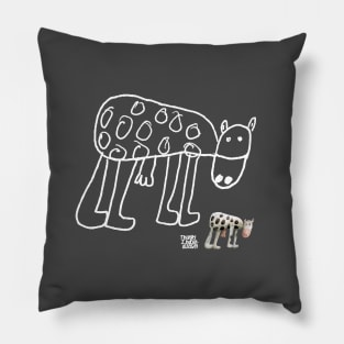 Kid-Drawn Cow / White Outline Pillow