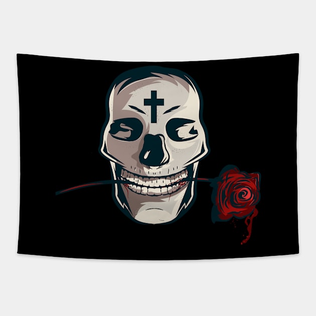 Skull flower Tapestry by WilsonRojasa